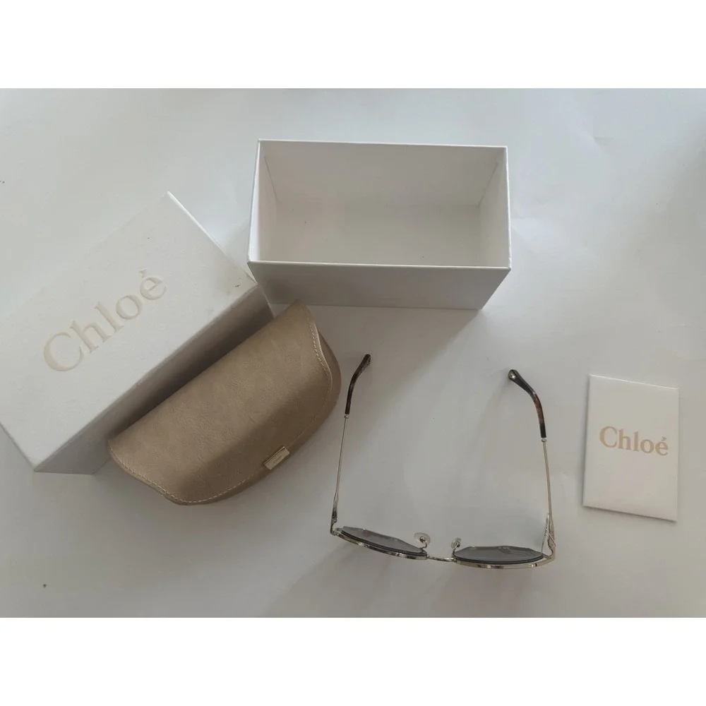 Chloé CE132SRI Poppy Geometric Oversized Sunglasses Women 58mm Lens Gold Retro